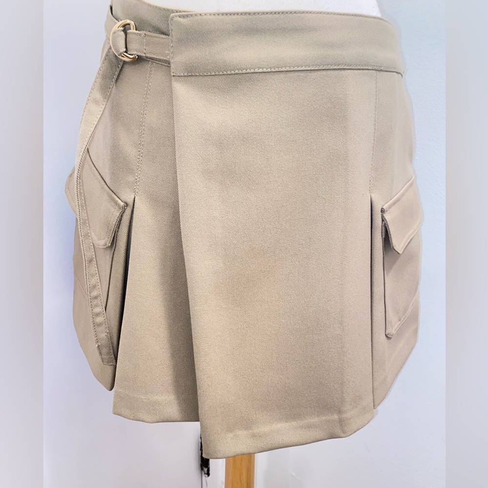 ZARA Beige Women's High Waisted Cargo Skort with Pockets - Size L - NEW - Picture 7 of 11